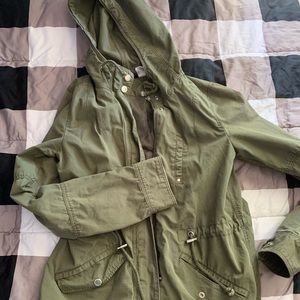 Green army jacket with hood